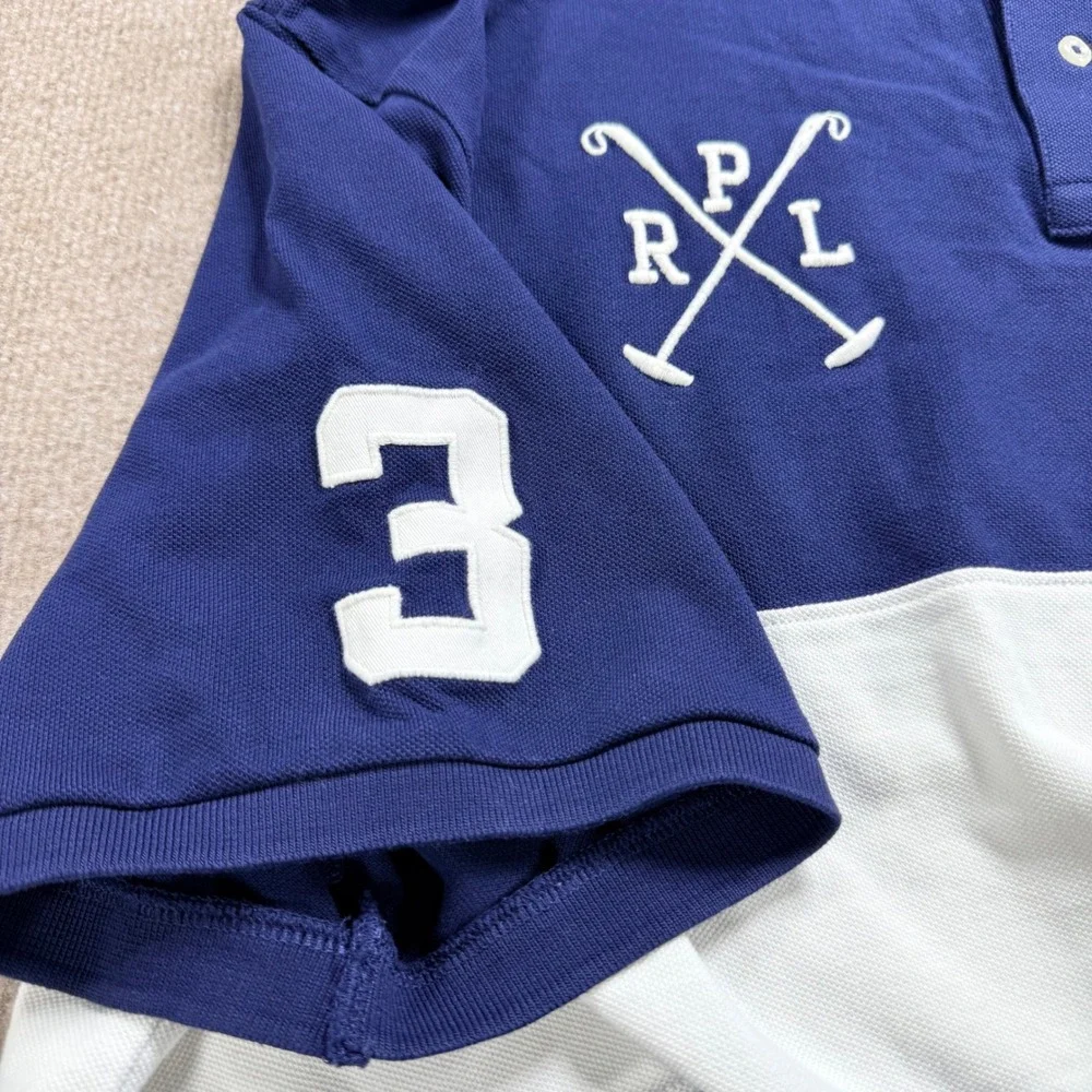 Polo Ralph Lauren XXL Navy White Dual Crossed Mallets Big Pony Mesh Knit Shirt 3